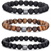 Мужской браслет из бисера "Тигровый глаз" 8 мм Набор браслетов из натурального камня и бусин (2006)