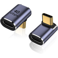 Адаптер AreMe USB-C мужской-женский с прямым углом 90 градусов, удлинитель адаптера Type-C с 90-градусным разъемом (0194)