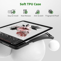 Чехол EasyAcc PGIPP13UN, совместимый с iPad Pro 12,9 дюймов 6-го/5-го/4-го/3-го поколения, с ТПУ и подставкой - черный (2039)