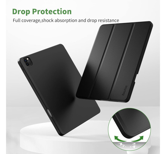 Чохол EasyAcc PGIPP13UN, сумісний з iPad Pro 12,9 дюймів 6-го/5-го/4-го/3-го покоління, з ТПУ та підставкою - чорний (2039)