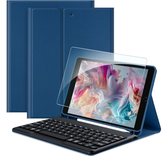 Чохол-клавіатура EasyAcc, сумісний з iPad 10.2 дюймів 9-го/8-го та 7-го поколінь із захисною плівкою, морський синій (2031)