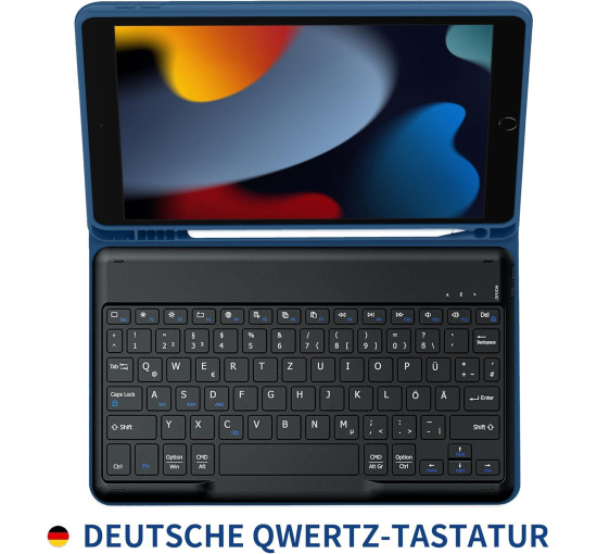 Чохол-клавіатура EasyAcc, сумісний з iPad 10.2 дюймів 9-го/8-го та 7-го поколінь із захисною плівкою, морський синій (2031)