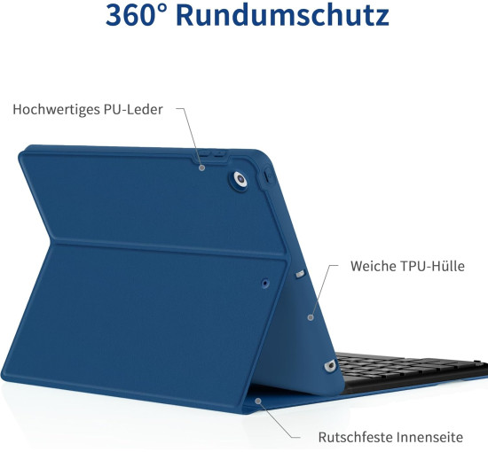 Чохол-клавіатура EasyAcc, сумісний з iPad 10.2 дюймів 9-го/8-го та 7-го поколінь із захисною плівкою, морський синій (2031)