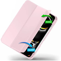 Чехол Vobafe для iPad Pro 13 (M4) 2024 с держателем для карандашей, трехсложной подставкой, гибкая задняя крышка TPU, розовый (2043)