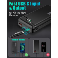 Портативное зарядное устройство Lycosidae Power Bank 20000 мАч, мощностью 22,5 Вт с быстрой зарядкой, черный (0034)