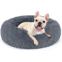 Лежак для собак Rabbitgoo маленьких размеров, 24 дюйма, можно стирать в стиральной машине, пушистый, противоскользящий, темно-серый (0177)