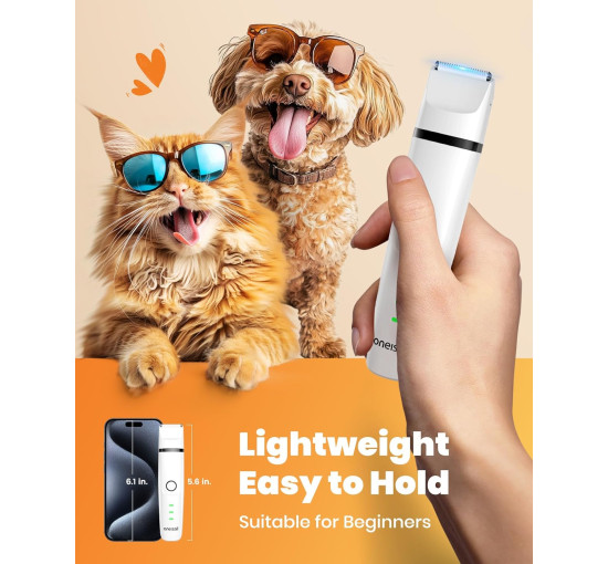 Машинка для стрижки котів та тример для лап собак Oneisall N12 3 в 1, комплект для грумінгу, бездротовий тример з низьким рівнем шуму для собак (0006)