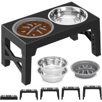 Підняті миски для собак Ormalla DW03 з повільною годівницею, для великих, середніх, малих собак та домашніх тварин, чорні (2069)