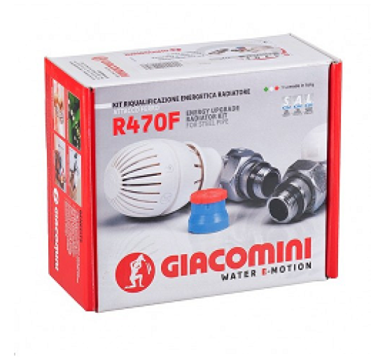 Комплект термостатичний для радіатора опалення з нар. різьбленням 1/2"x16-кут. Giacomini R470AX003