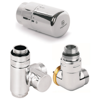 Комплект арматуры трьохосьовый термостатический клапан Terma GZ 1/2 - 16x2, 15 chrom с возможностью установки нагревателя через клапан.