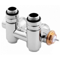 Комплект арматуры интегрированный термостатический клапан Terma GZ 1/2 - 16x2, 15 chrom с возможностью установки нагревателя через клапан.