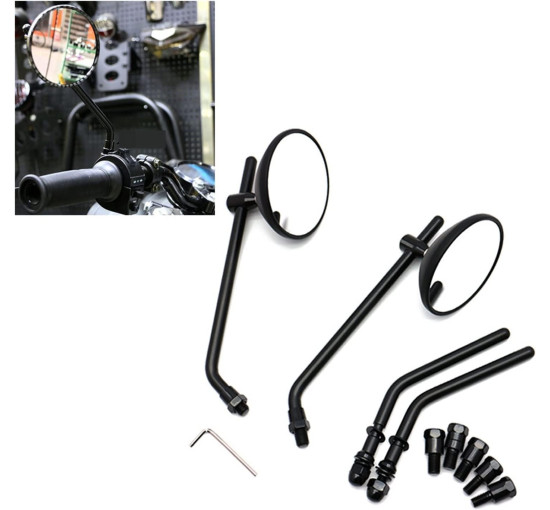 Алюмінієві чорні класичні бічні дзеркала GBAPYUSK заднього виду для мотоцикла (4052)