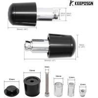 Алюмінієві заглушки керма мотоцикла KEEPDSGN FBA-EUYDEUJME165, чорні (4062)