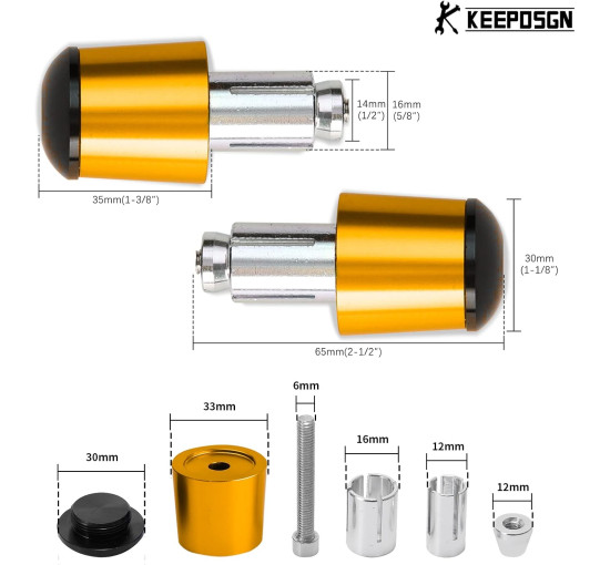 Алюмінієві заглушки керма мотоцикла KEEPDSGN FBA-EUYDEUJME168, золотистий (4063)