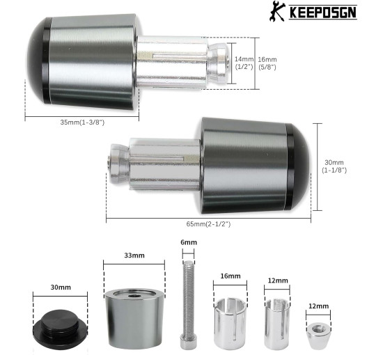 Алюмінієві заглушки керма мотоцикла KEEPDSGN FBA-EUYDEUJME169, титановий (4064)