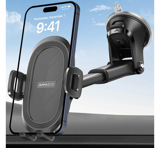 Автомобильный держатель APPS2Car для мобильного телефона, присоска 360°, черный (3027)