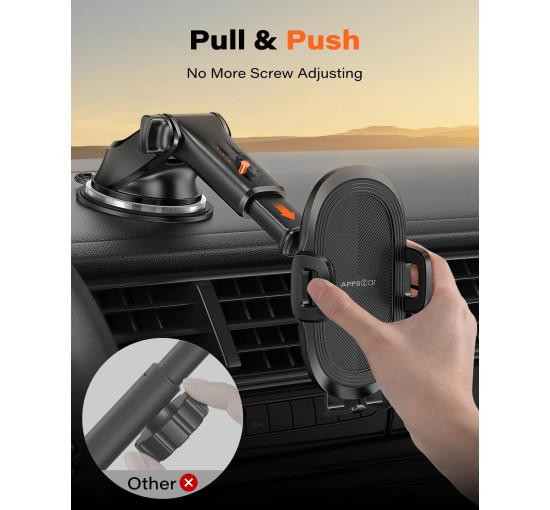 Автомобильный держатель APPS2Car для мобильного телефона, присоска 360°, черный (3027)