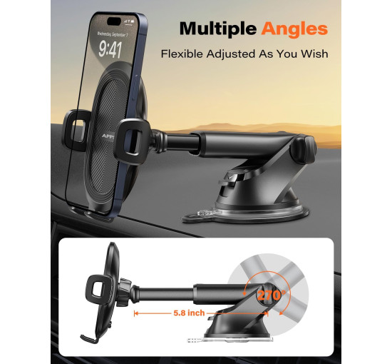 Автомобильный держатель APPS2Car для мобильного телефона, присоска 360°, черный (3027)