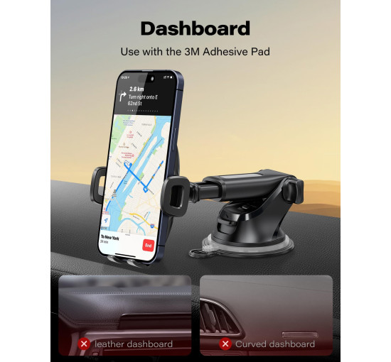 Автомобильный держатель APPS2Car для мобильного телефона, присоска 360°, черный (3027)