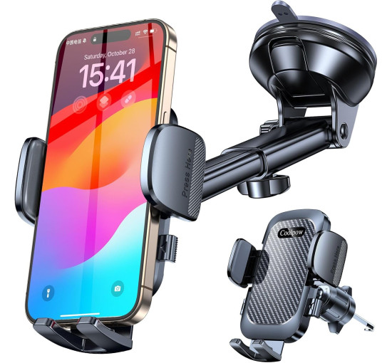 Автомобильный держатель для телефона Coolpow XP19, вращение на 360°, черный (2080)