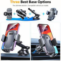 Автомобильный держатель для телефона Coolpow XP19, вращение на 360°, черный (2080)