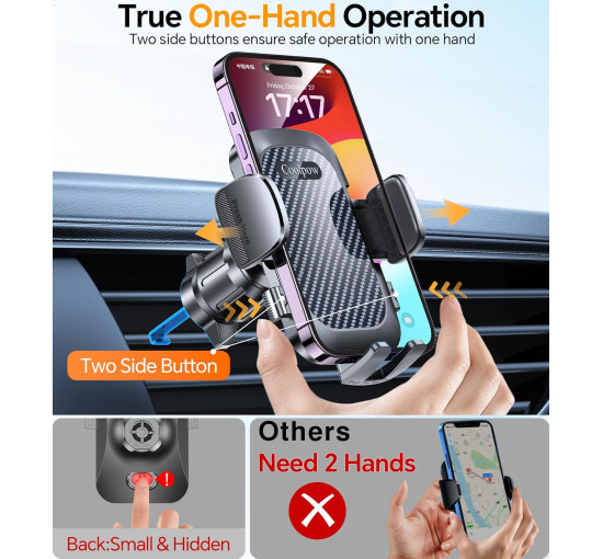 Автомобильный держатель для телефона Coolpow XP19, вращение на 360°, черный (2080)