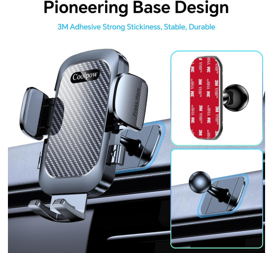 Автомобильный держатель для телефона Coolpow XP19, вращение на 360°, черный (2080)