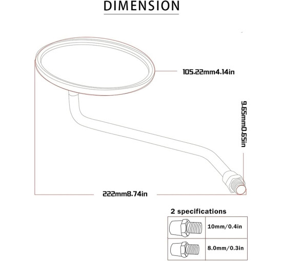 Бічне дзеркало WALKFB, універсальне (2172)