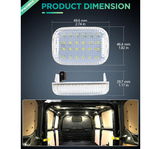 Білі світлодіодні плафони PWOBVZ для салону, купольної підсвітки для Ford Transit (4012)