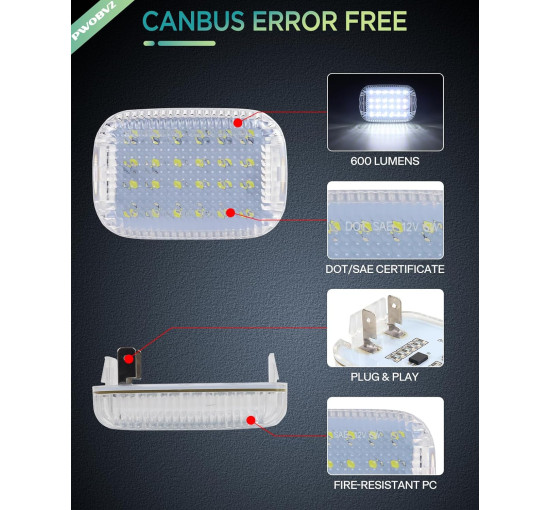 Білі світлодіодні плафони PWOBVZ для салону, купольної підсвітки для Ford Transit (4012)