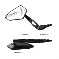 Дзеркало заднього виду UBAKWE для мотоцикла, чорне (4038)