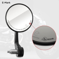 Evermotor Зеркало заднего вида для мотоцикла, 360°, совместимое с рулем 22 мм, черное (5021)
