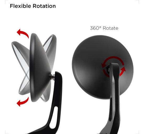 Evermotor Дзеркало заднього виду для мотоцикла, 360°, сумісне з кермом 22 мм, чорне (5021)