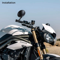 Evermotor Дзеркало заднього виду для мотоцикла, 360°, сумісне з кермом 22 мм, чорне (5021)