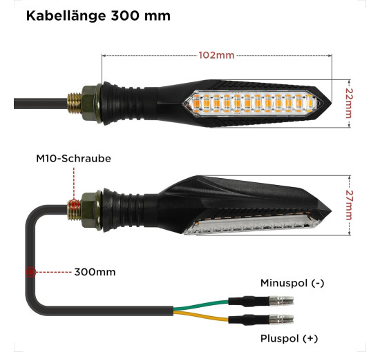Evermotor Світлодіодний індикатор повороту ‎A08078, для мотоцикла 12 В, упаковка з 2 шт, бурштиновий (5087)