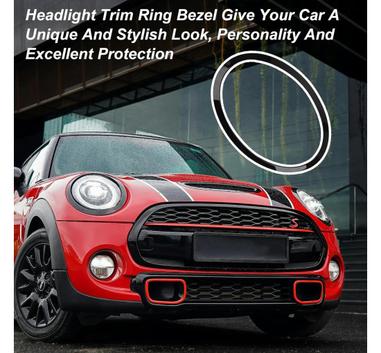 JAOGAUS пара міні-кільце для фар ‎FD002, сумісні з BMW Mini Cooper, глянцевий чорний (5025)