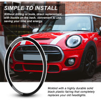 JAOGAUS пара міні-кільце для фар ‎FD002, сумісні з BMW Mini Cooper, глянцевий чорний (5025)