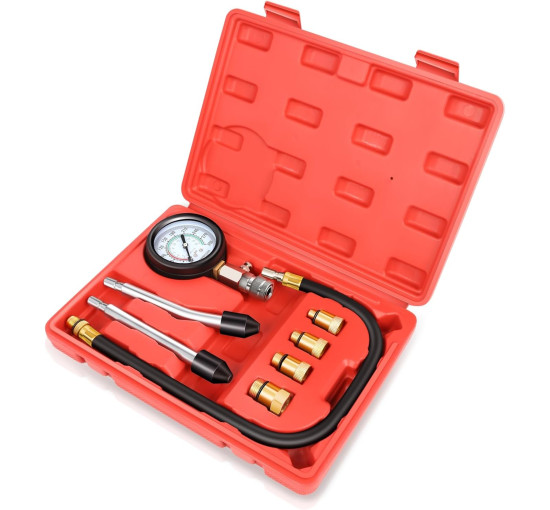 Комплект для вимірювання тиску Auto Dynasty 8PCS 3-в-1 точний інструмент для вимірювання тиску в циліндрі 0-300 Psi (0001)