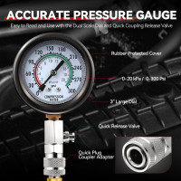 Комплект для измерения давления Auto Dynasty 8PCS 3-в-1 точный инструмент для измерения давления в цилиндре 0-300 Psi (0001)