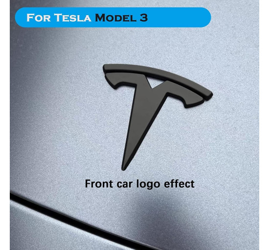 Комплект наклейок GLIART з логотипом Tesla для Model 3, матово-чорні 3шт (3016)
