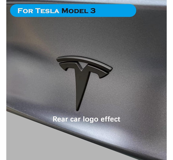 Комплект наклейок GLIART з логотипом Tesla для Model 3, матово-чорні 3шт (3016)