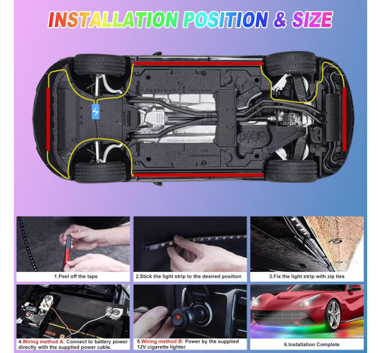 Комплект підсвічування Kairiyard HY-Underglow-02 Dream Color Chasing для автомобіля, 4шт (3185)