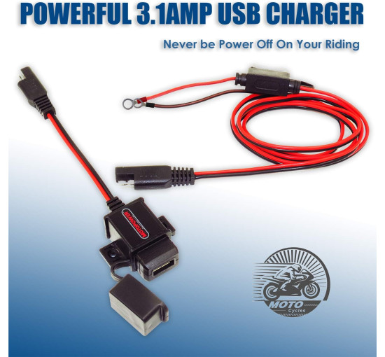 Комплект USB-портів MOTOPOWER MP0609A для мотоцикла 3.1A, адаптер SAE-USB для мотоцикла (0193)