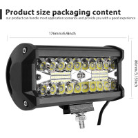 Комплект из 2 светодиодных рабочих фар Vegena, 7-дюймовые 240 Вт, 12В, водонепроницаемые фары IP67 (0003)