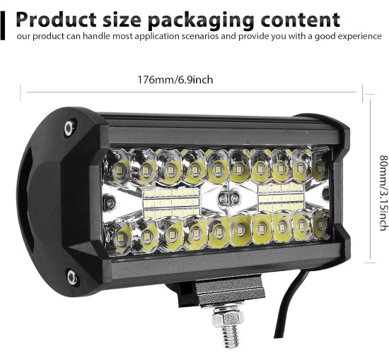 Комплект із 2 світлодіодних робочих фар Vegena, 7-дюймові 240 Вт, 12В, водонепроникні фари IP67 (0003)