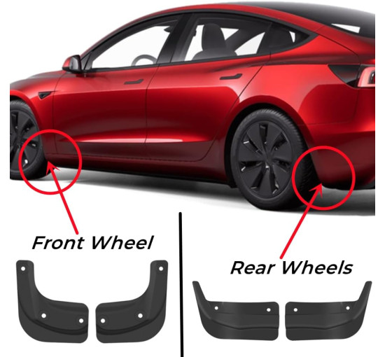 Комплект із 4 бризковиків AzulLanse для Model 3 2024 (2164)