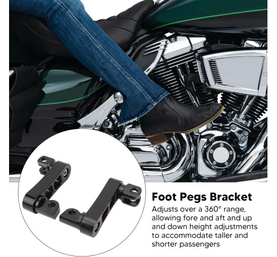 Кронштейн підніжки ZIZEV Highway, регульований на 360° кронштейн підніжки, стійкий до тріщин, для туристичних мотоциклів, чорний (0171)