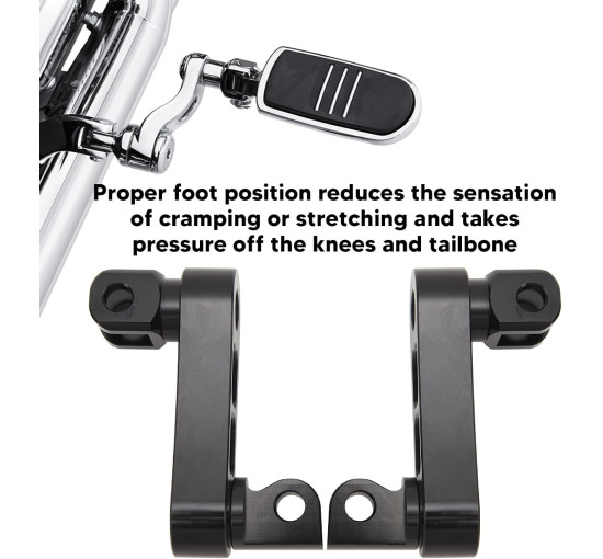 Кронштейн підніжки ZIZEV Highway, регульований на 360° кронштейн підніжки, стійкий до тріщин, для туристичних мотоциклів, чорний (0171)