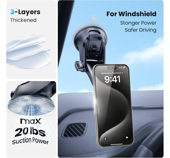 Магнітне кріплення для телефону APPS2Car M02 Pro-S02 для автомобіля, чорно-червоний (3021)