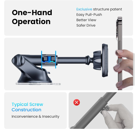 Магнітне кріплення для телефону APPS2Car M02 Pro-S02 для автомобіля, чорно-червоний (3021)